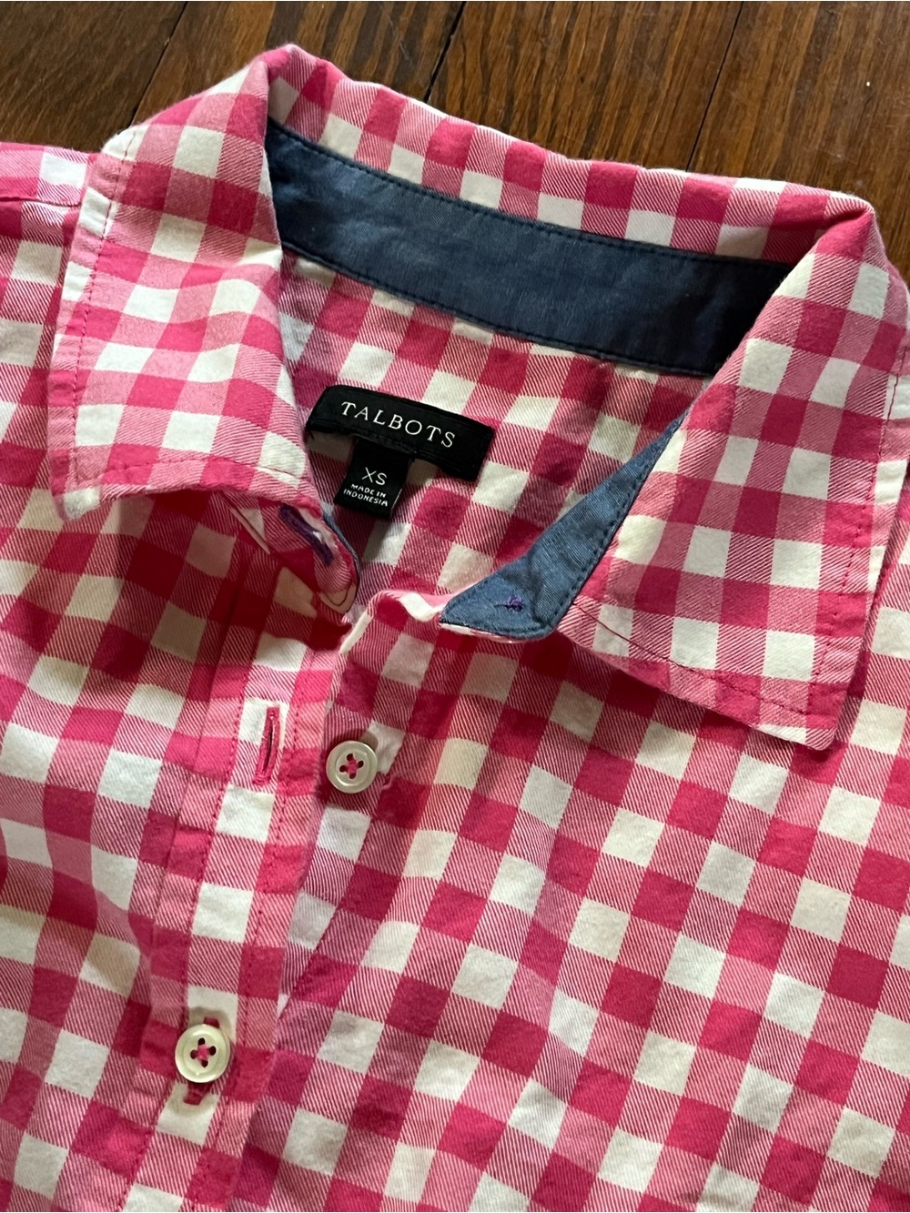 Talbots Pink and White Gingham Button-Down Shirt